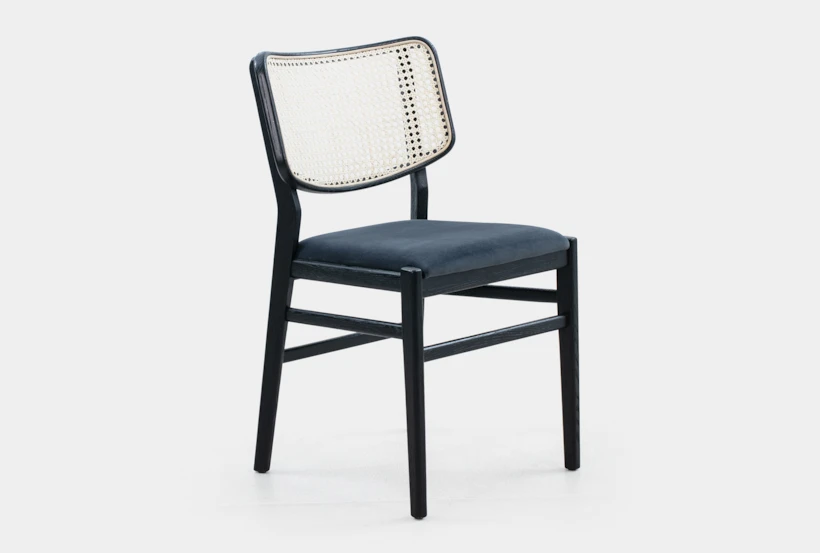 Cane Dining Chair W Black Velvet Seat  - 360