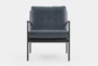Black Oak Grey Velvet Lounge Chair - Front