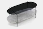 Marble + Smoked Glass Oval Coffee Table - Top