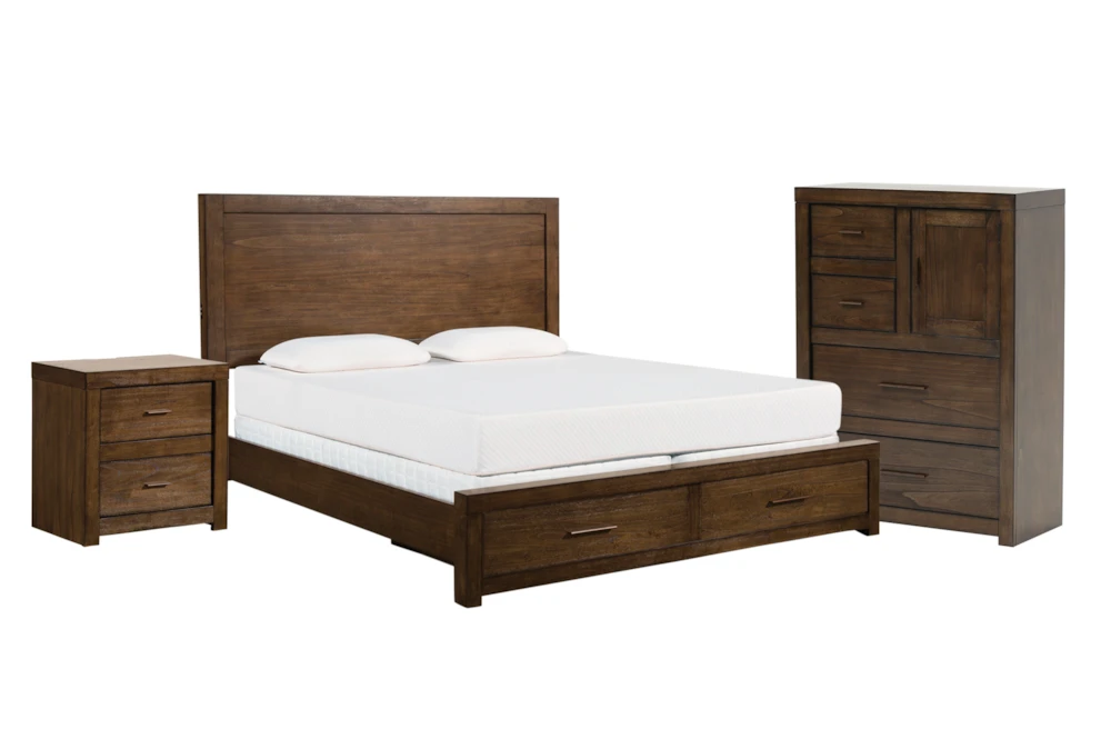 Riley Brownstone Queen Storage 3 Piece, Living Spaces Queen Bed Frame With Storage