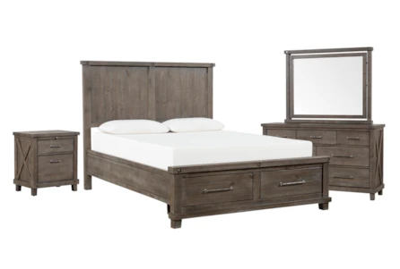 Jaxon Grey California King Storage 4 Piece Bedroom Set