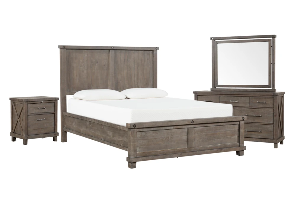 Jaxon Grey California King Panel 4 Piece Bedroom Set | Living Spaces