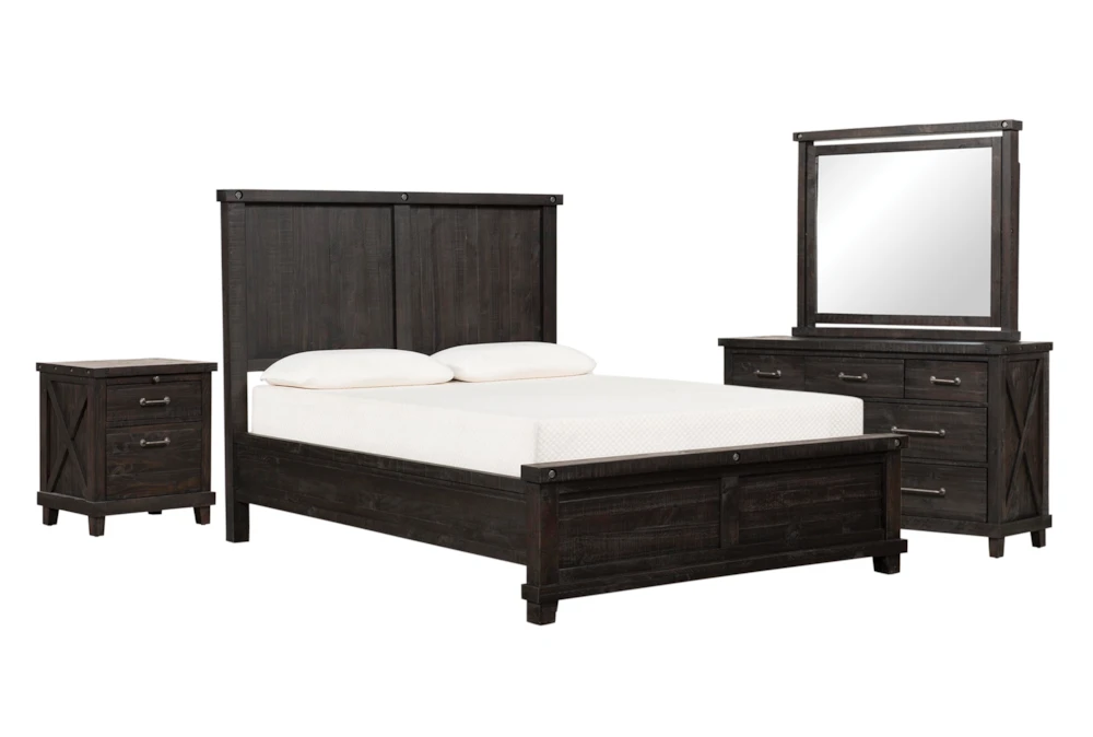 Jaxon Queen Panel 4 Piece Bedroom Set, Jaxon Queen Storage Bed With Upholstered Headboard Cappuccino