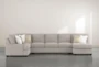 Harper Down III  Grey Chenille Modular 3 Piece 157" Sectional With Right Arm Facing Chaise - Front