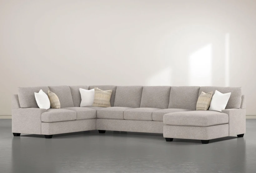 Harper Down III  Grey Chenille Modular 3 Piece 157" Sectional With Right Arm Facing Chaise - 360
