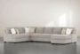 Harper Down III  Grey Chenille Modular 3 Piece 157" Sectional With Right Arm Facing Chaise - Signature