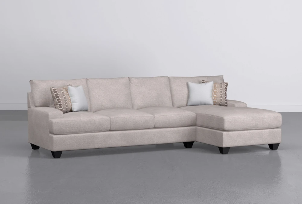 Harper Down III Grey Chenille Modular 2 Piece 124" Sectional With Right Arm Facing Chaise