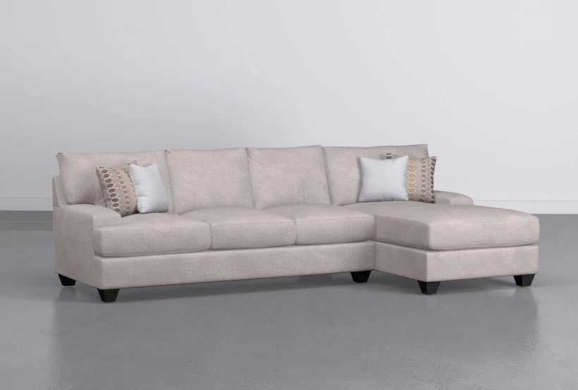 Harper Down III Grey Chenille Modular 2 Piece 124" Sectional With Right Arm Facing Chaise - 360