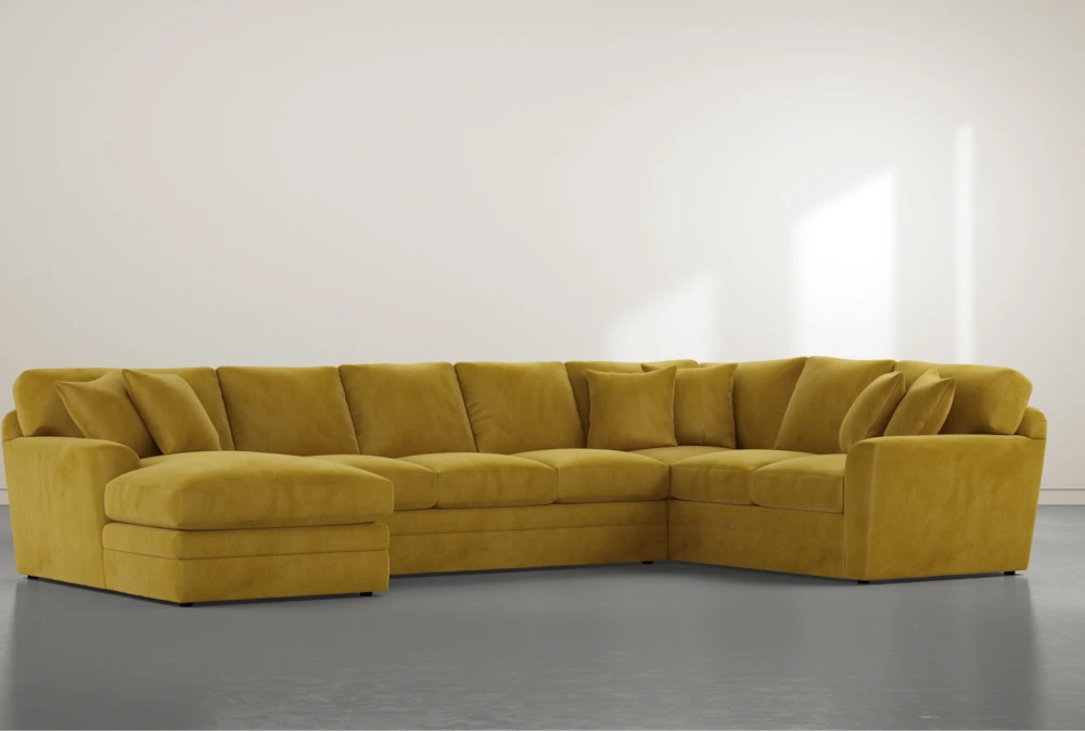 Prestige Foam Yellow 3 Piece Sectional With Left Arm Facing Chaise