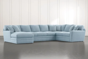 Prestige Foam Light Blue 3 Piece Sectional With Left Arm Facing Chaise