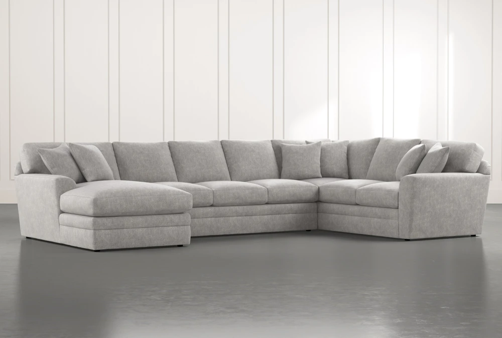 Prestige Foam Light Grey 3 Piece Sectional With Left Arm Facing Chaise