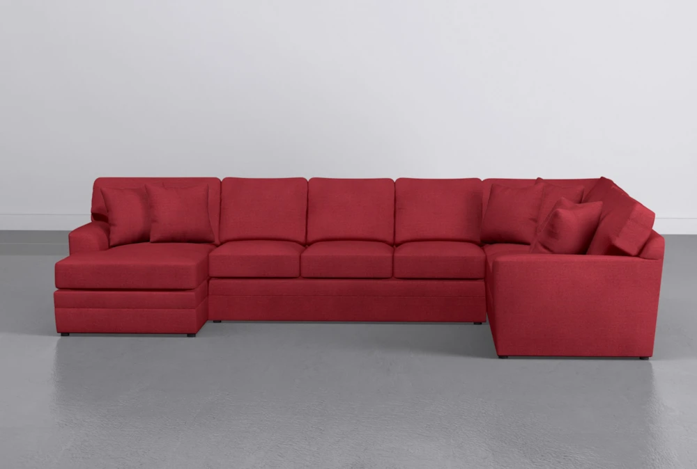 Prestige Foam II Scarlet 3 Piece 159" Sectional With Left Arm Facing Chaise