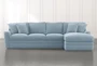 Prestige Foam Light Blue 2 Piece Sectional With Left Arm Facing Chaise - Front