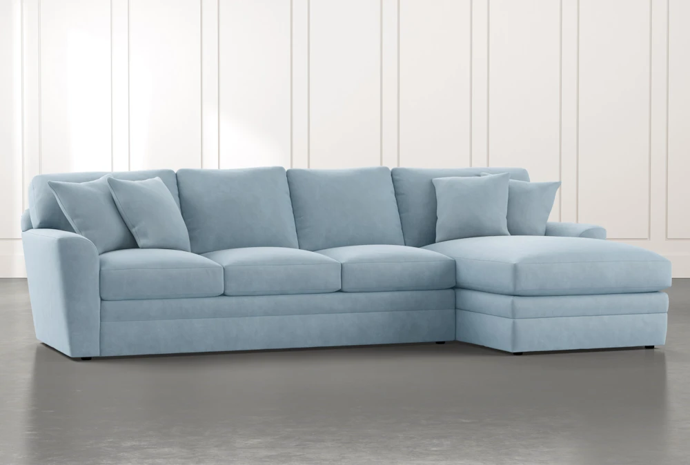 Prestige Foam Light Blue 2 Piece Sectional With Left Arm Facing Chaise