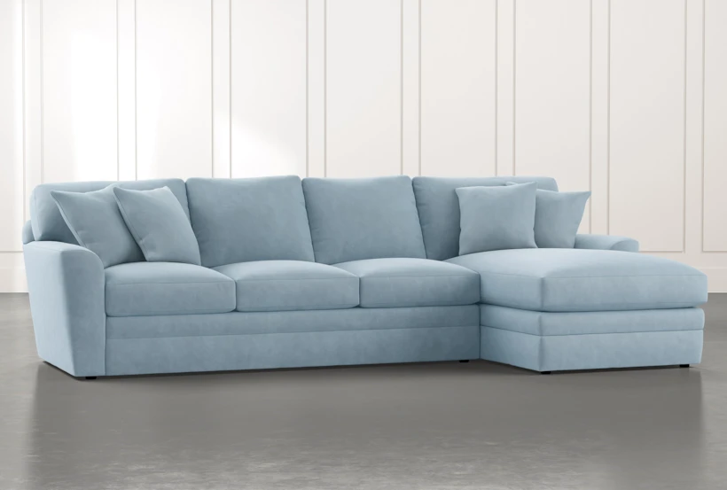 Prestige Foam Light Blue 2 Piece Sectional With Left Arm Facing Chaise - 360
