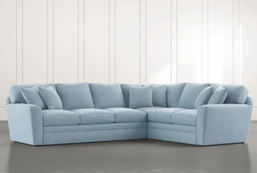 Prestige Foam Light Blue 2 Piece Sectional With Left Arm Facing Sofa