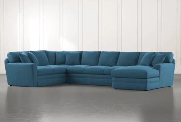 Prestige Foam Teal 3 Piece Sectional With Right Arm Facing Chaise