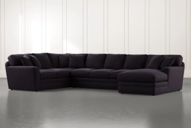 Prestige Foam Black 3 Piece Sectional With Right Arm Facing Chaise