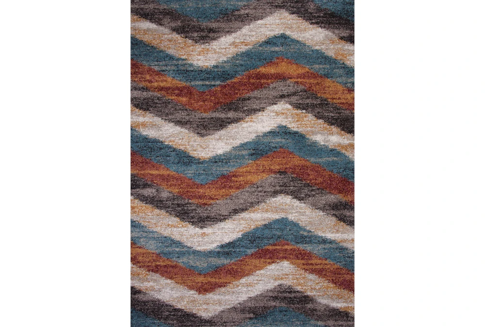5'3"x7'5" Rug-Red & Teal Vertical Chevron