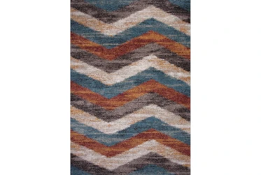 7'8"x11'2" Rug-Red & Teal Vertical Chevron