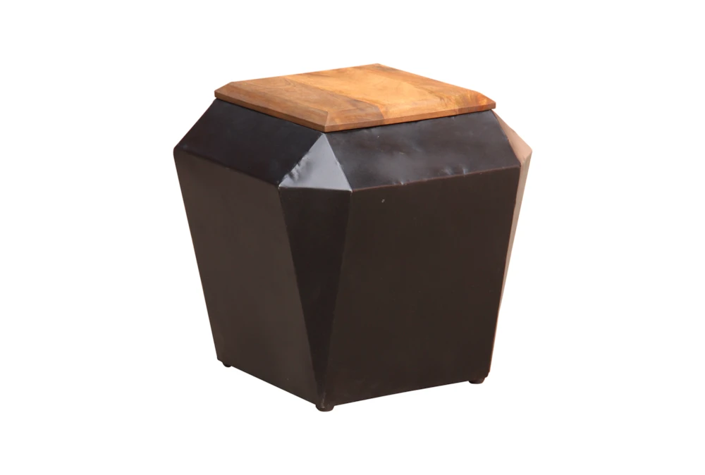 Pyramid Mixed Wood + Metal Accent Table