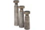 Set Of 3 Structured Candle Holders - Material