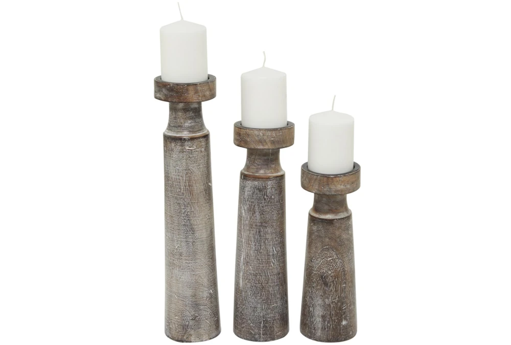 Set Of 3 Structured Candle Holders