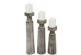 Set Of 3 Structured Candle Holders