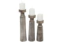 Set Of 3 Structured Candle Holders - Signature