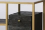 Dark Brown Wood + Brass Geometric 59" Sideboard - Detail