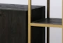 Dark Brown Wood + Brass Geometric 59" Sideboard - Detail