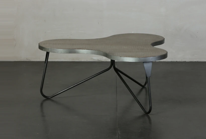 Pine + Metal Irregular Shape Coffee Table - 360