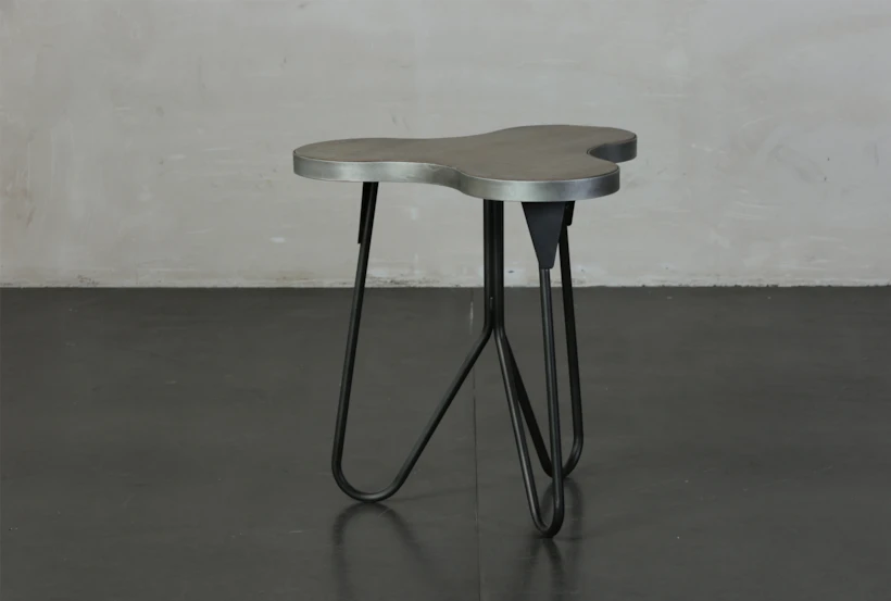 Pine + Metal Irregular Shape Accent Table - 360