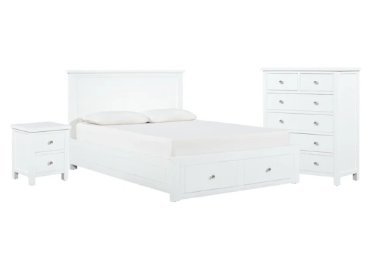 Larkin White Full Storage 3 Piece Bedroom Set