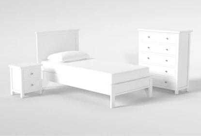 Larkin White Twin Panel 3 Piece Bedroom Set