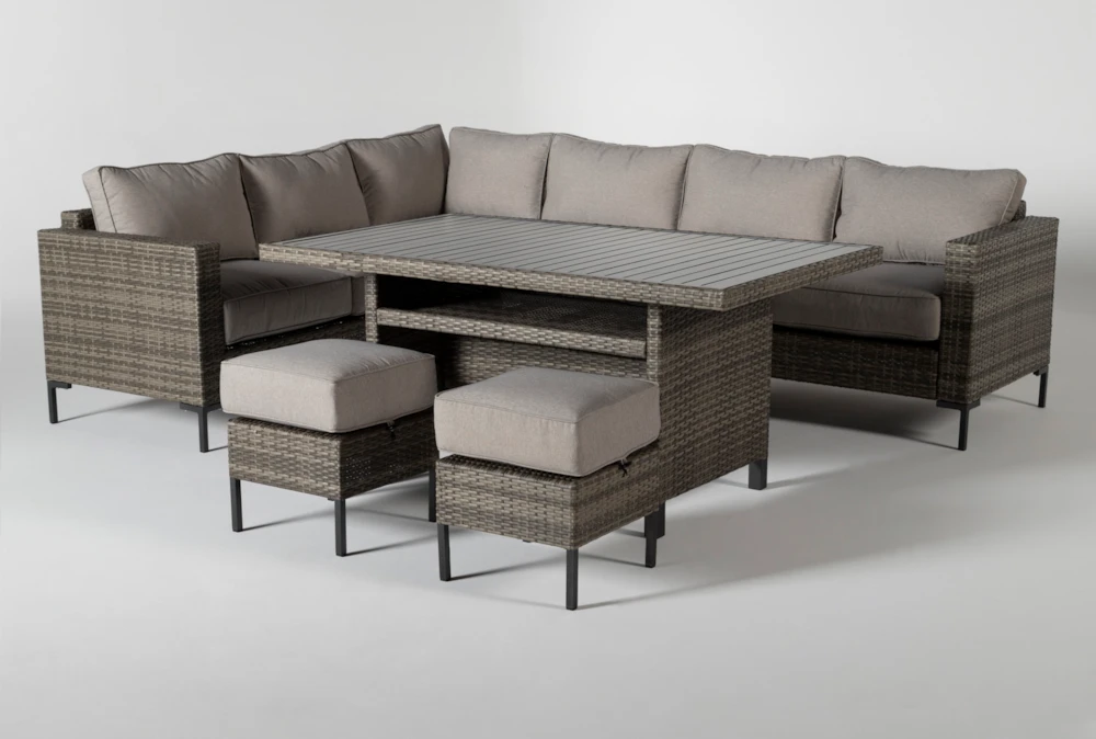 Hayes Outdoor Banquette Lounge With 2 Ottomans