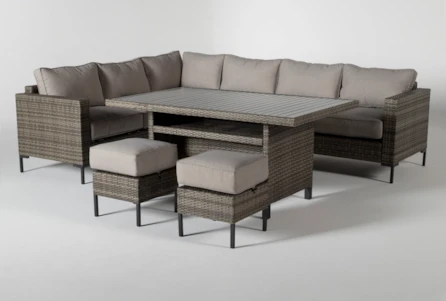Hayes Outdoor Banquette Lounge With 2 Ottomans - Main