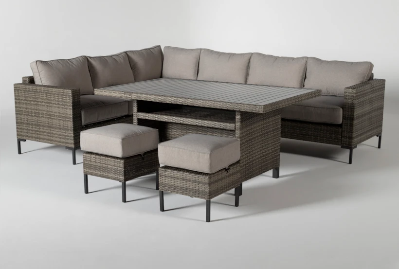 Hayes Outdoor Banquette Lounge With 2 Ottomans - 360
