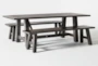 Panama 85" Outdoor Rectangle Dining Table With 2 Benches Set For 4 - Side