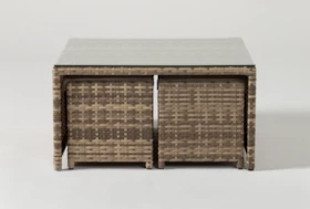 Capri Outdoor Coffee Table With Two Ottomans