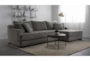 Lodge Fog Grey Chenille 2 Piece 139" Sectional With Right Arm Facing Oversized Chaise - Room