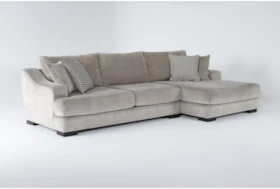 Lodge Fog Chenille 2 Piece 139" Sectional With Right Arm Facing Oversized Chaise