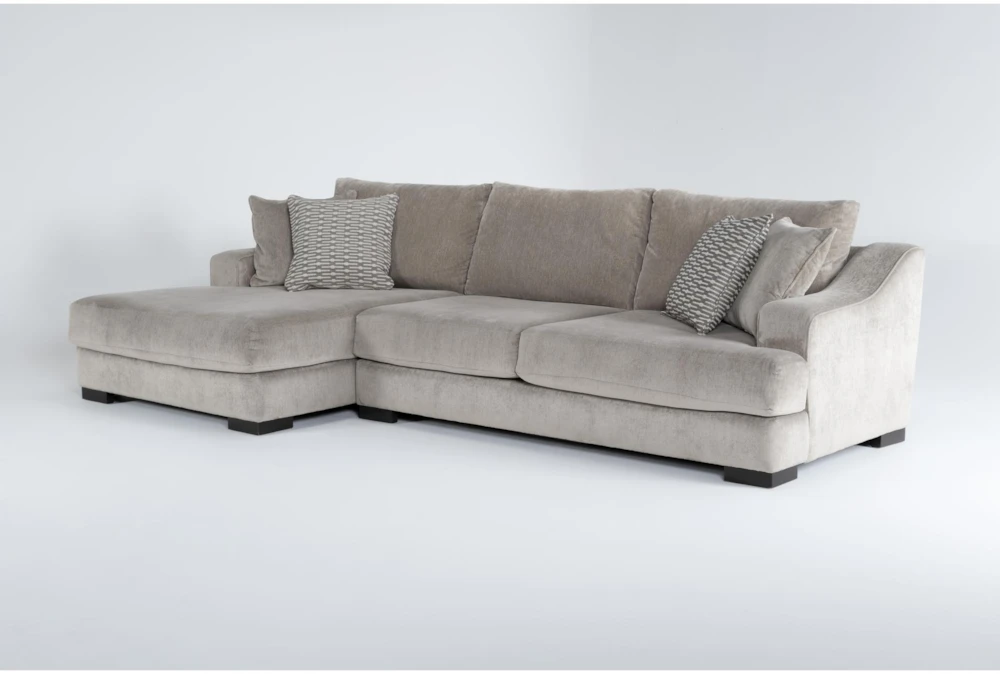 Lodge Fog Grey Chenille 2 Piece 139" Sectional With Left Arm Facing Oversized Chaise