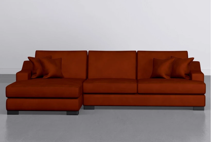 Lodge Orange Velvet 2 Piece 139" Sectional With Left Arm Facing Oversized Chaise - 360