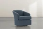 Aiko Denim Swivel Accent Chair - Side