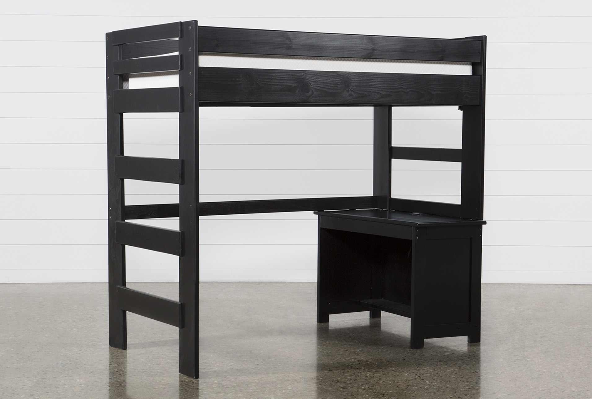 black loft bed with stairs