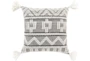 Accent Pillow-Knotted Stripes With Tassels Grey 18X18 - Signature