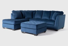 Maven Ink Blue 2 Piece Sectional With Left Arm Facing Chaise And Cocktail Ottoman