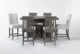 Concord 7 Piece Extension Counter Set With Wood And Upholstered Back Stools
