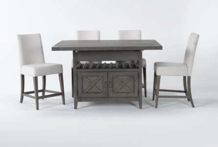 Concord Extension Counter With Upholstered Back Stools Set For 4